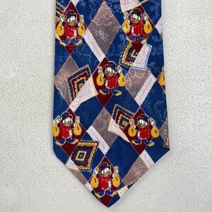 Vintage Scrooge McDuck Argyle Tie 1990s Disney Duck Tales Necktie   Condition ➽